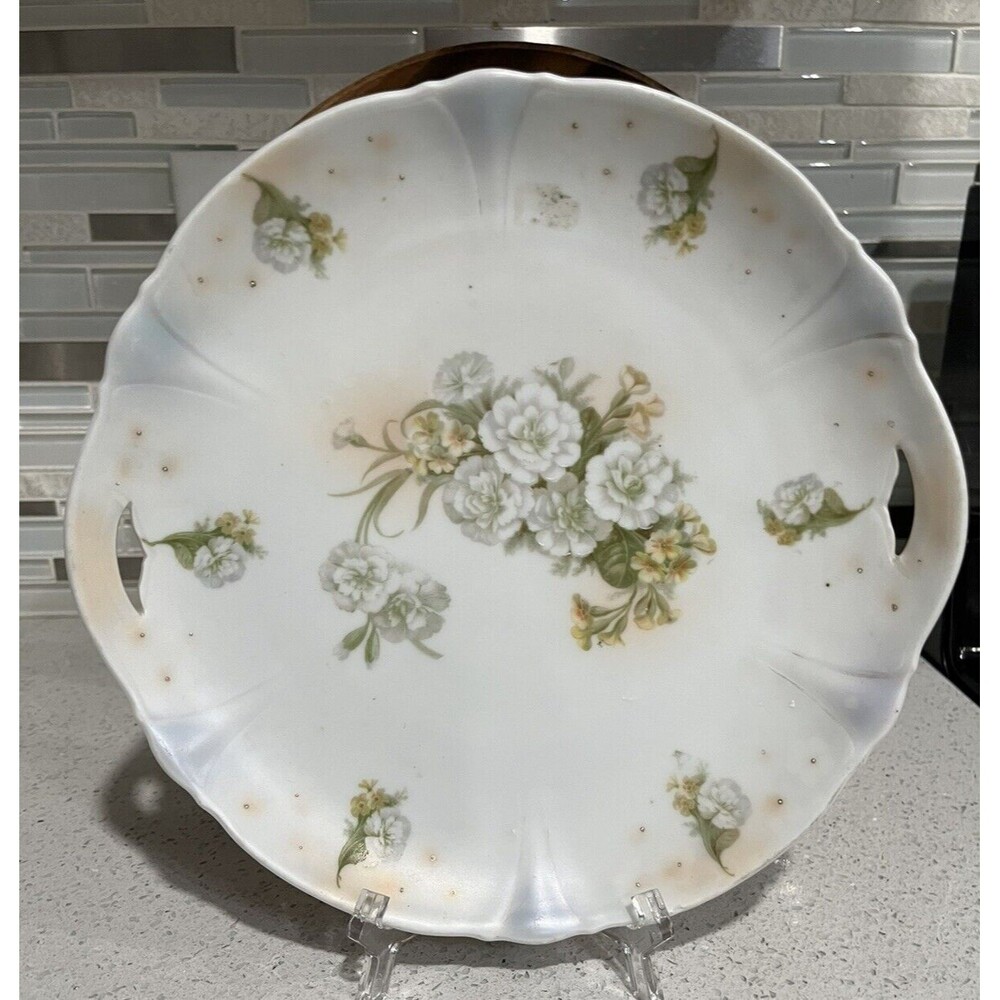 Vintage Floral made in Germany plate with handles Gold highlighting